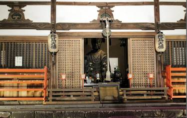 Buddha statue of Asukadera Temple in Asuka at night. Taken in September 2019.