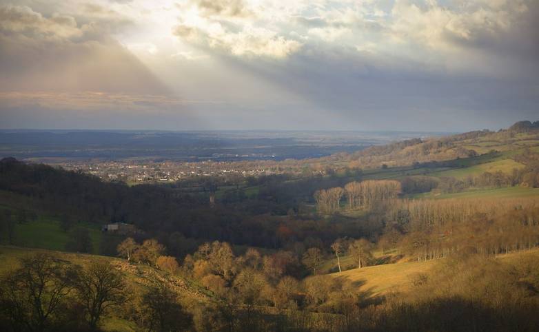 View from Snowshill, Cotswolds, Gloucestershire, England.