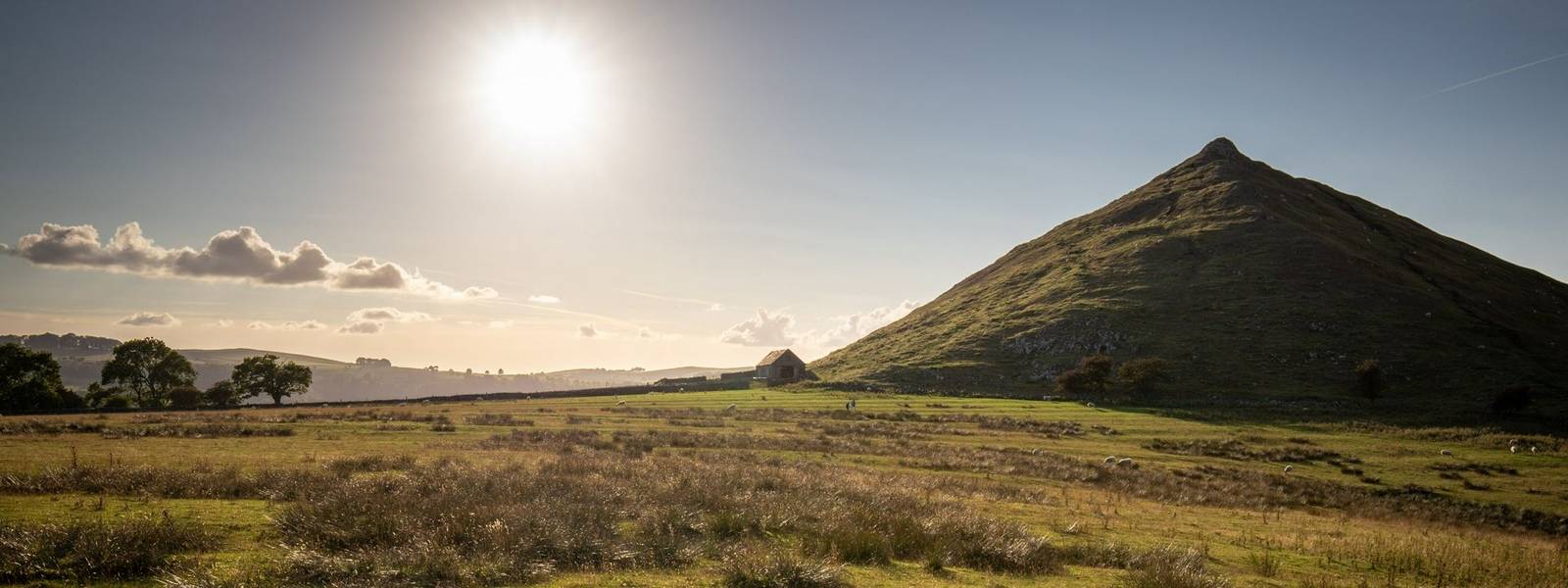 Thorpe Cloud, Dovedale, Peak District, in front of the Sun on a summers day