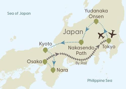 Walking & Sightseeing in Japan Itinerary Map