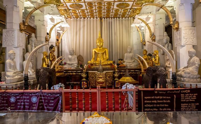 Sri Lanka. The city of Kandy. Attraction Temple of the Tooth of the Buddha. View of the Buddha statue.High quality photo