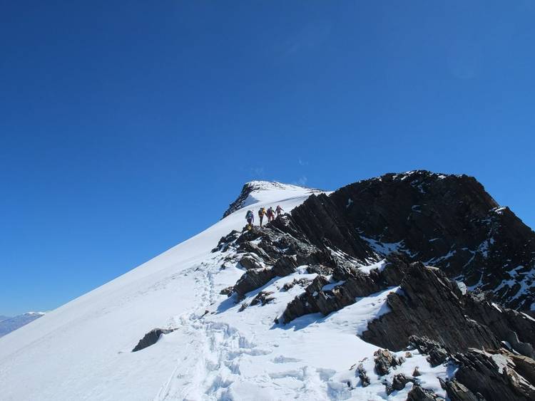 Climbing Dhampus Peak on Dhaulagiri Circuit trek in Nepal