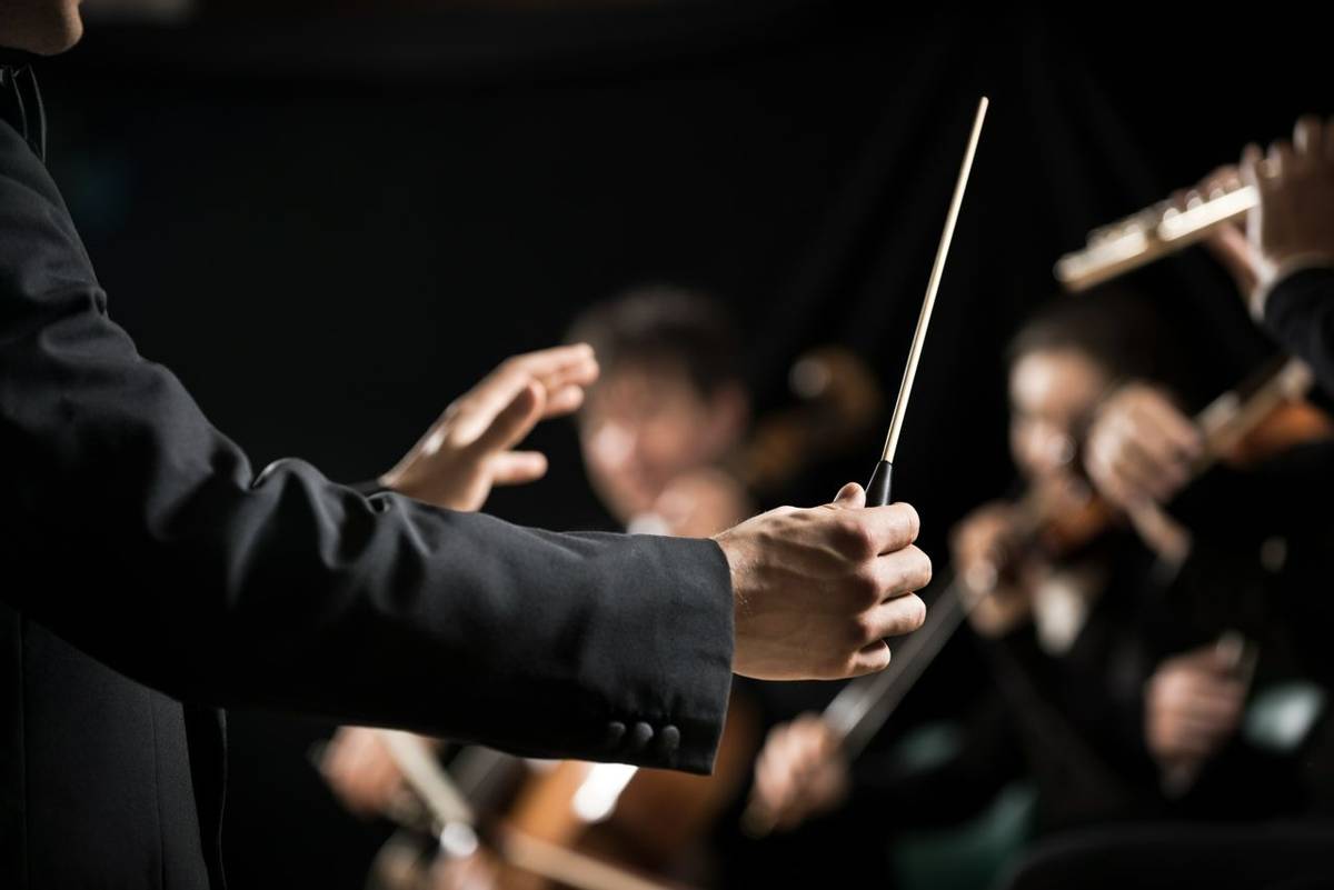 Orchestra conductor on stage