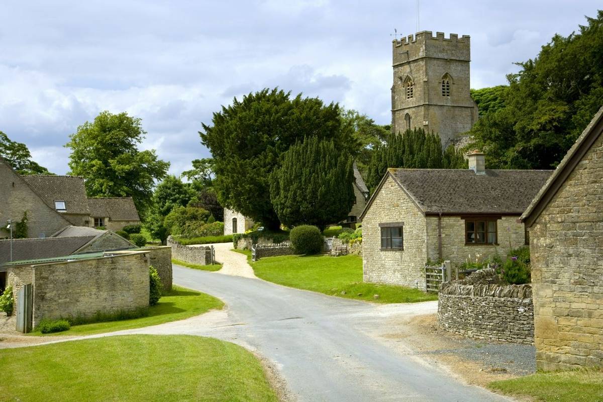 The tiny rural Cotswold hamlet of Hampnett, Gloucestershire, UK