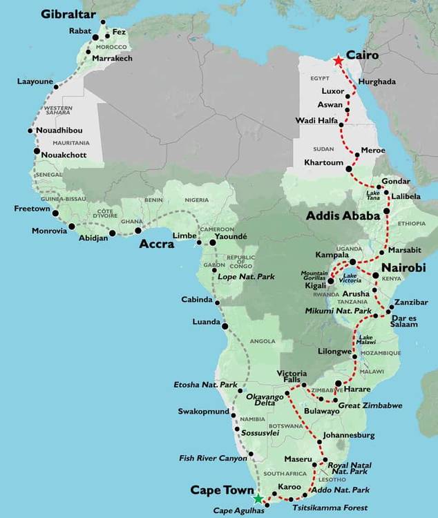 Cape Town To Cairo via Johannesburg Adventure Trip 18 Weeks