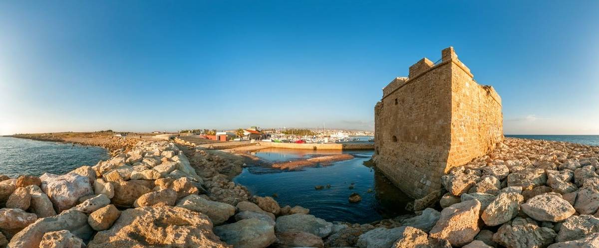 Panoramic view of the Paphos Castle. Paphos District. Cyprus