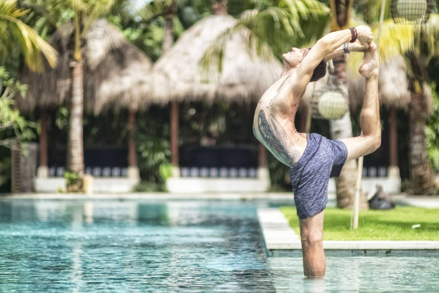 Man doing yoga in Bali