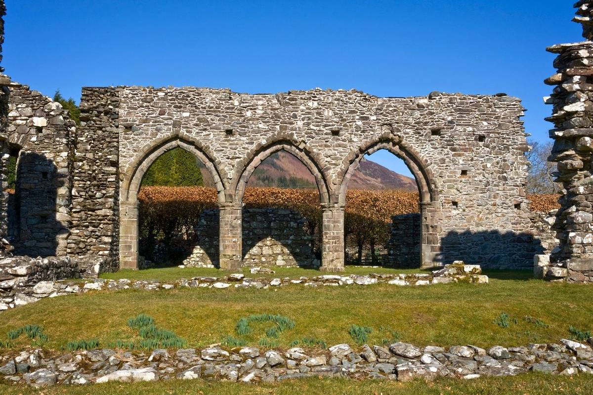 North wall of the nave, showing intact archesCymer Abbey Cadw SitesSAMN: ME001NGR: SH721195GwyneddNorthAbbeysMedieva…