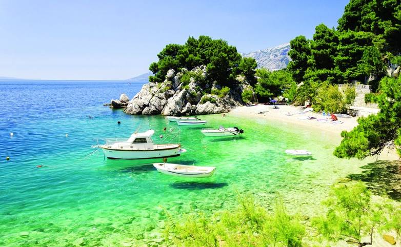 beach in Brela to Makarska Riviera, Dalmatia, Croatia