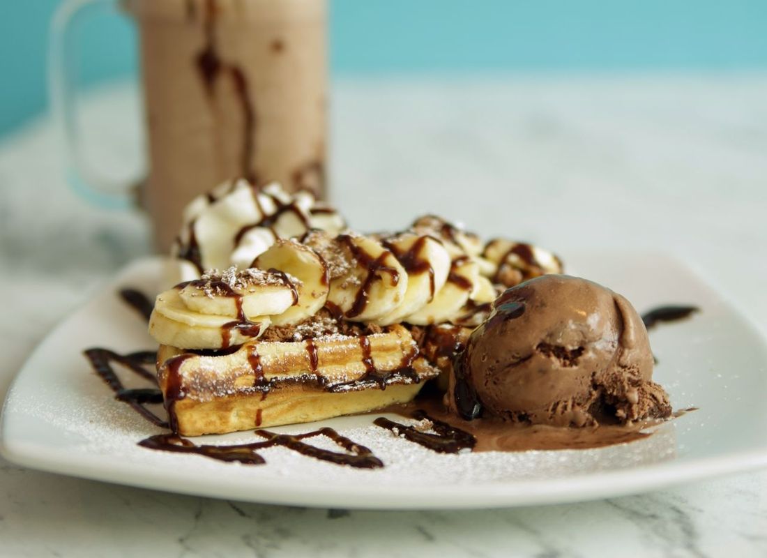 Oties chocolate waffles and milkshake served in Liphook shop