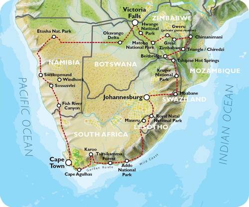 VICTORIA FALLS to VICTORIA FALLS (58 days) Southern Africa Circuit