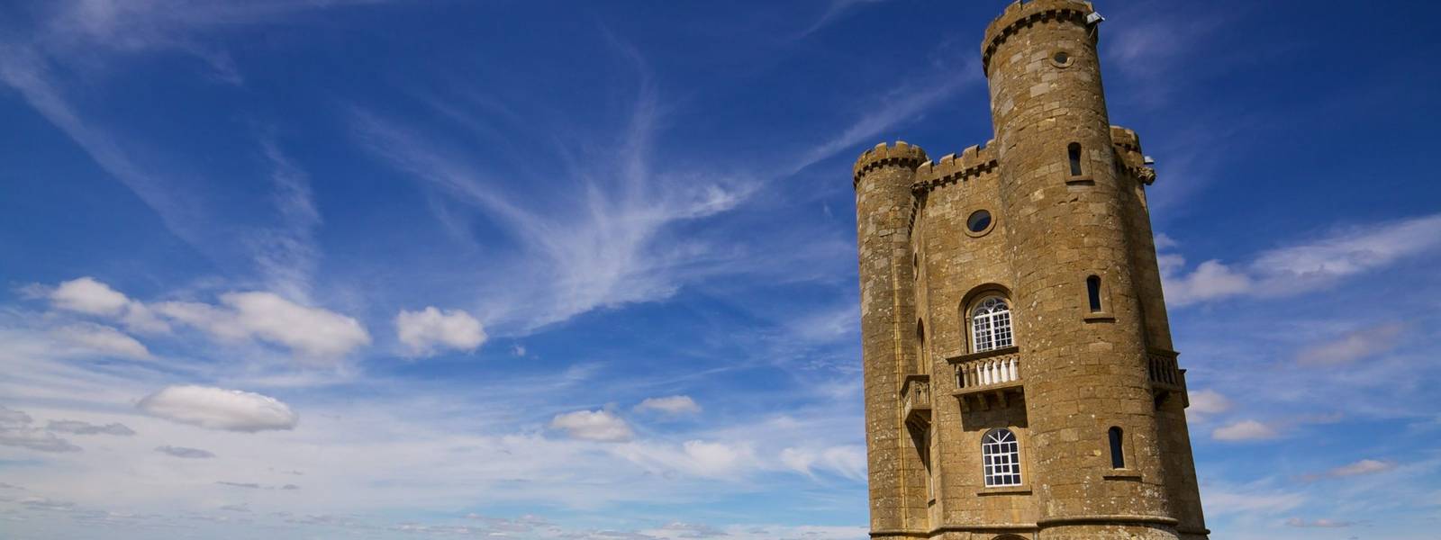 Romantic old Broadway Tower in Cotswolds, England