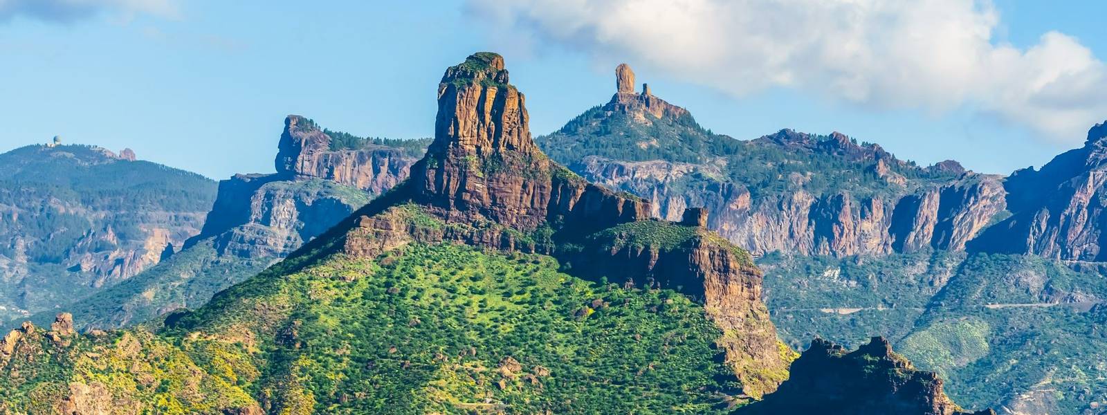 Landscape with Roque Bentayga and Roque Nublo in the background, Gran Canaria, Canary Islands, Spain