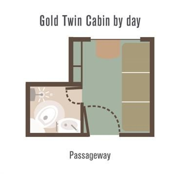 Great Southern Rail - Gold Twin Cabin layout by day
