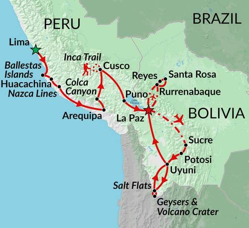 LIMA to LA PAZ (34 days) Peru & Bolivia Encompassed (Inc. Amazon Jungle)