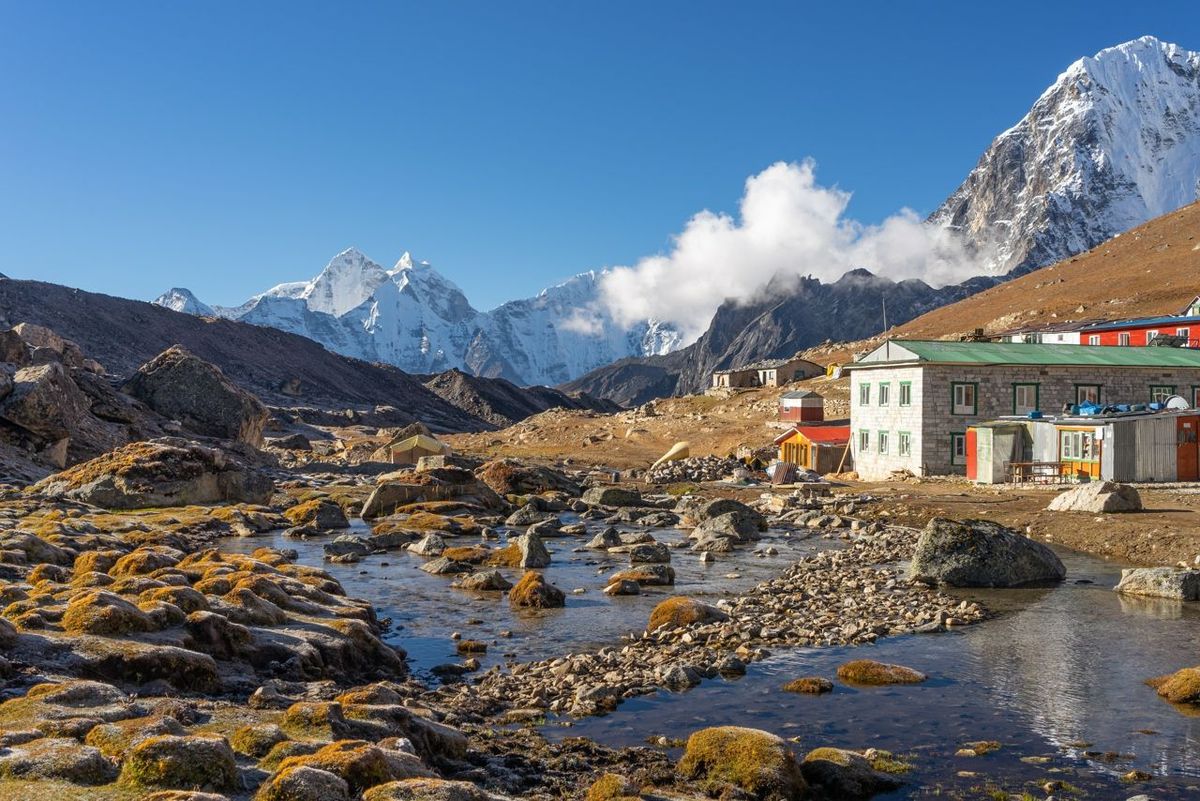 Lobuche village in Everest region in a morning, Himalaya mountains range, Nepal, Asia
