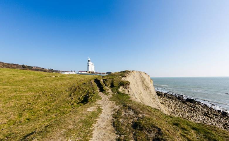 St Catherine's Lighthouse on Isle of Wight at Watershoot Bay in England