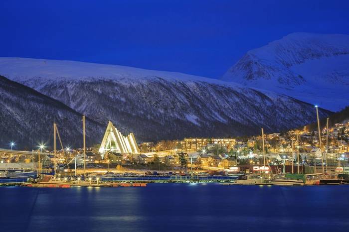 Tromso cityscape at dusk