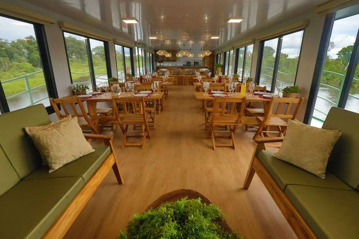 The Dining Area of the Naturezas Boat, Brazil