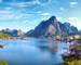 Panoramic view of Reine fishing village, Norway