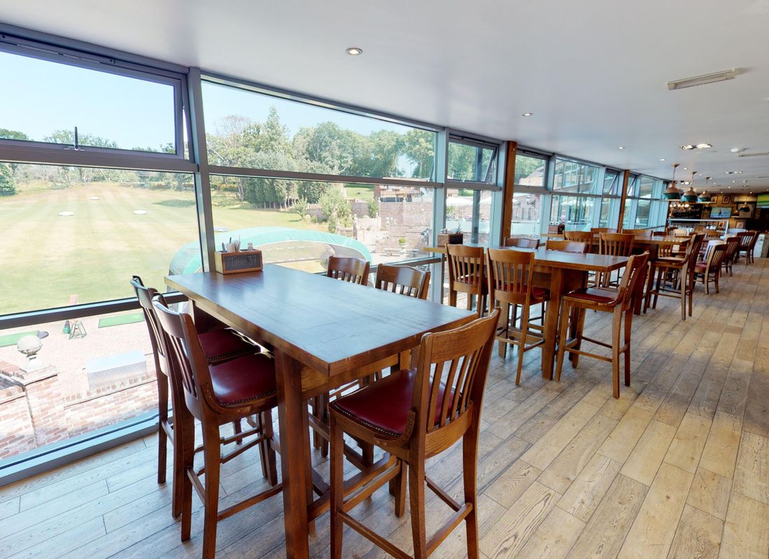 Sports Bar with hampshire countryside view of driving range