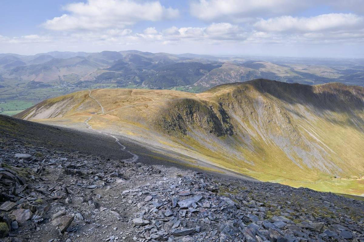 Views of Carl Side, Ullock Pike, Southerndale and Bassenthwaite Common on Skiddaw in the English Lake District.
