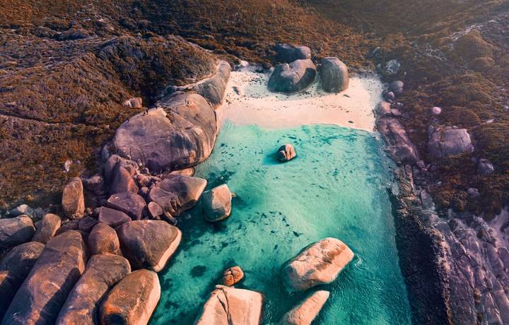 Aerial view of Elephant cove, Denmark, Albany Western Australia. Aerial view of Elephant cove, Denmark, Albany Western Australia.