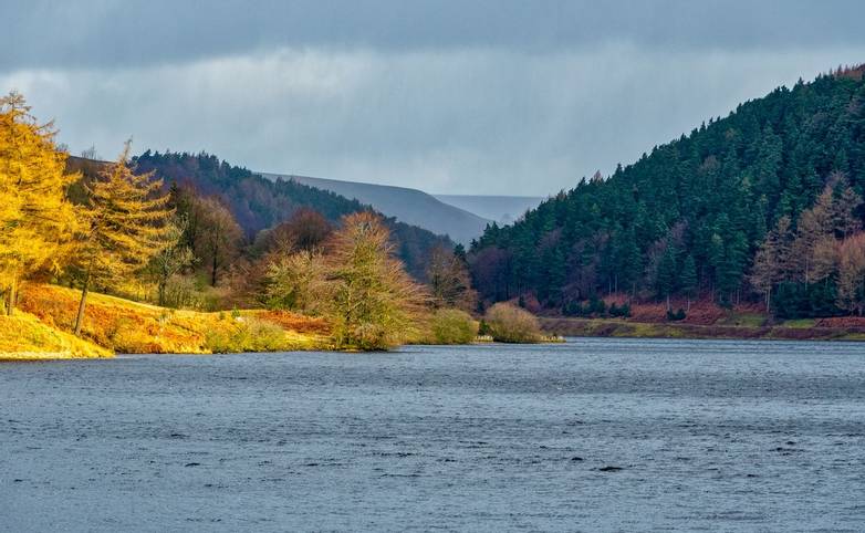 View of Derwent Reservoir, Peak District, Derbyshire, UK. This was the practice location for the Dambusters in 1943