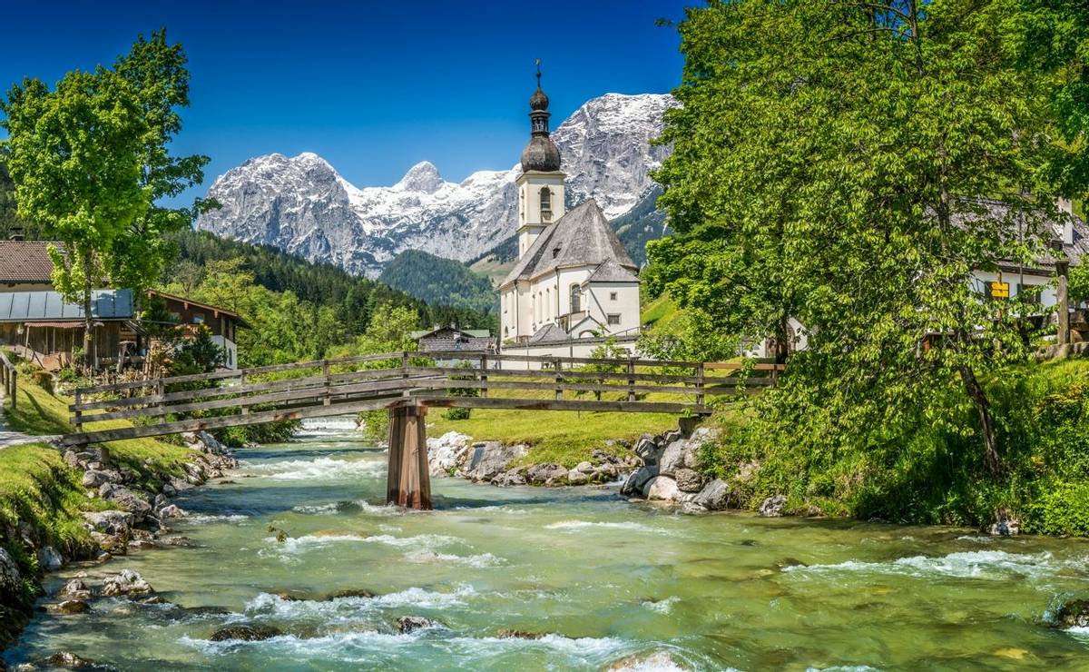 St. Sebastian Parish Church, Bavarian Alps, Germany. Shutterstock 247321993