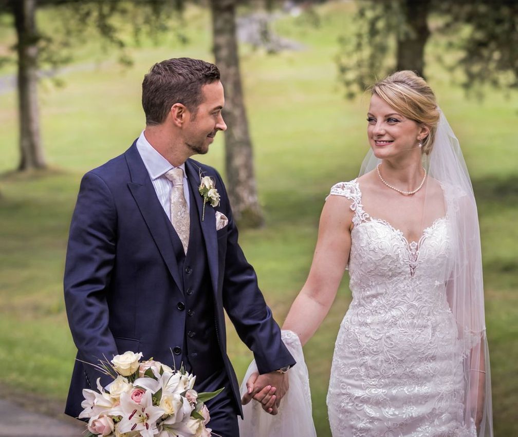 Couple surrounded fairy lights for a Winter Wedding 