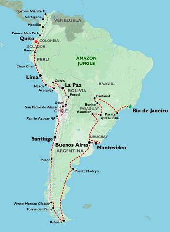 RIO to QUITO (105 days) Kingdoms & Carnivals