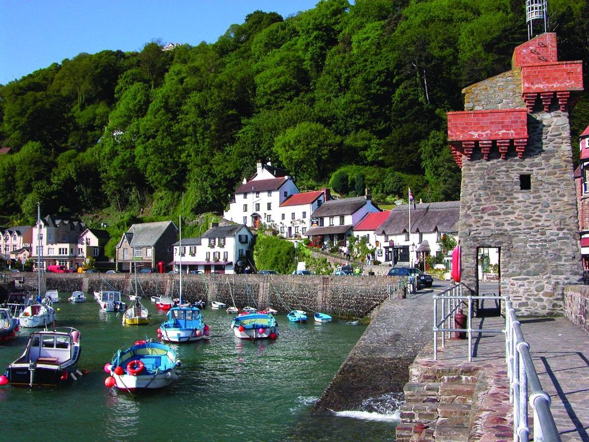 Quaint old harbour of Lynmouth in Exmoor, North Devon