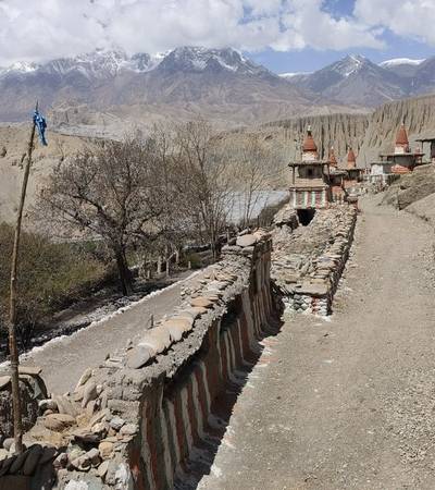 Mani wall in Tangge village in Upper Mustang
