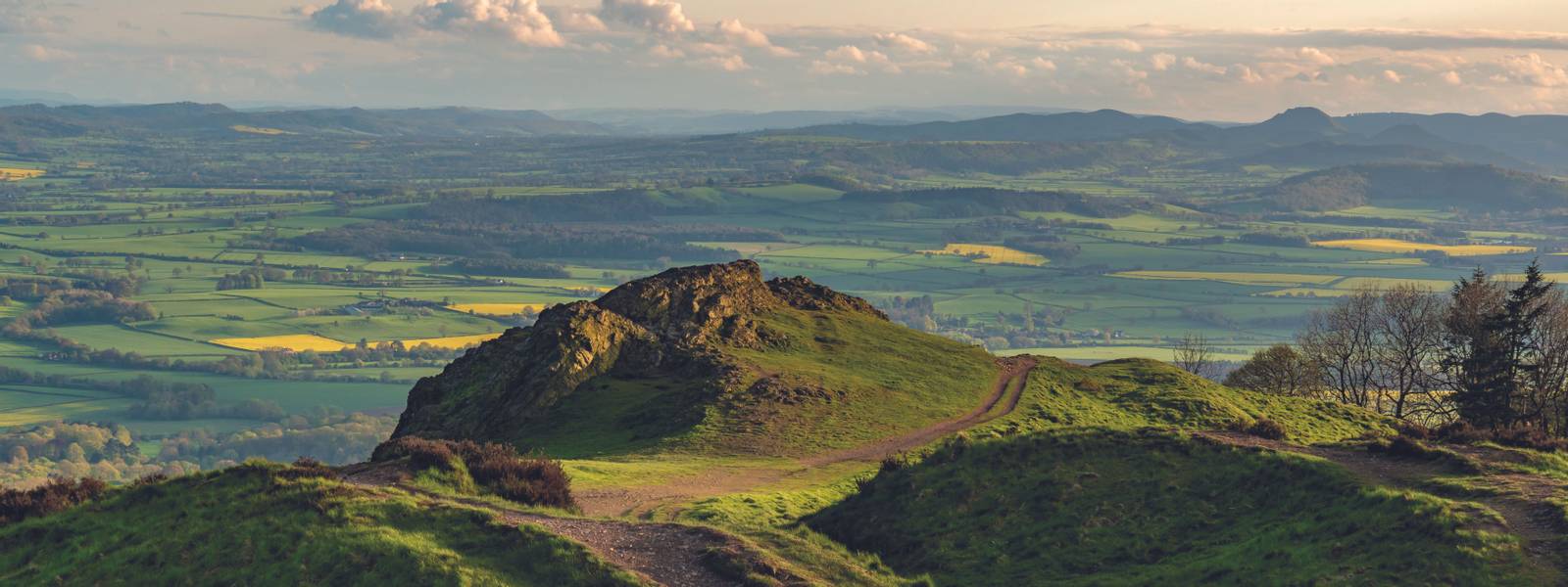 View from the Wrekin, near Telford, Shropshire, England, UK - looking south over Little Hill towards Eyton