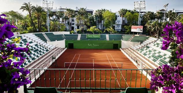 Enjoy the palm fringed tennis courts as a family at Marbella Club in Spain