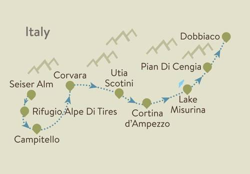 Dolomites Traverse Itinerary Map