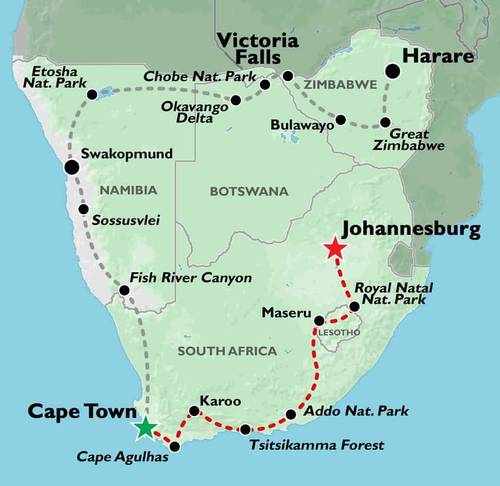 CAPE TOWN to JOHANNESBURG (17 days) South Africa & Lesotho