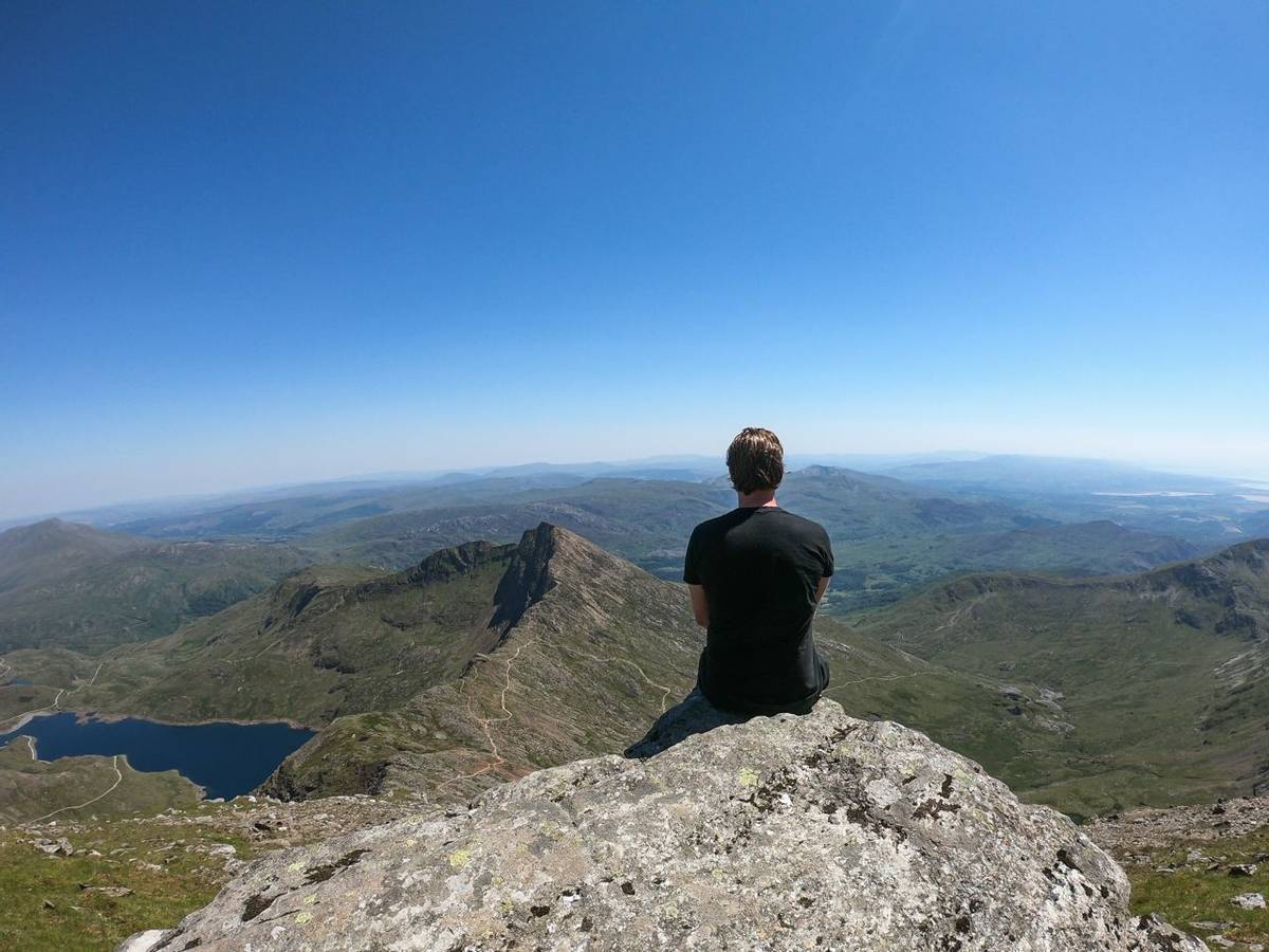 Views from the peak of Mount Snowdon, Wales, UK
