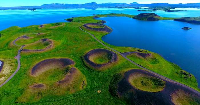 Volcanic craters in Green Plains, Myvatn, Iceland