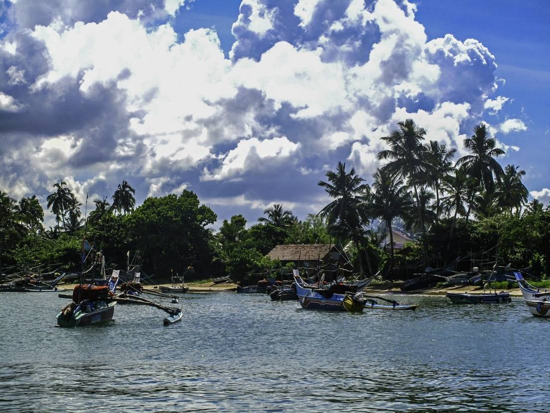 A harbour of boats in the Sri Lankan waters