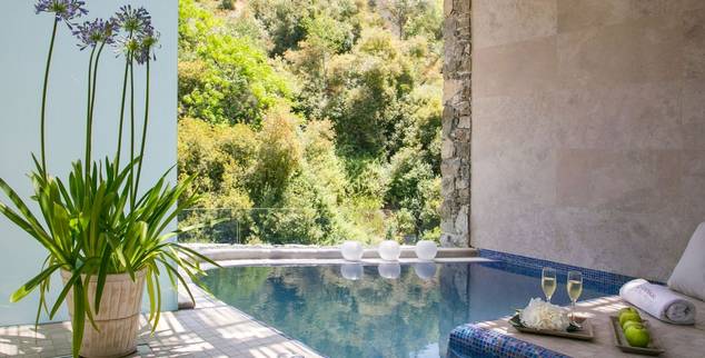 Private pool at Casale Panayiotis, a wellness retreat in the Cypriot mountains