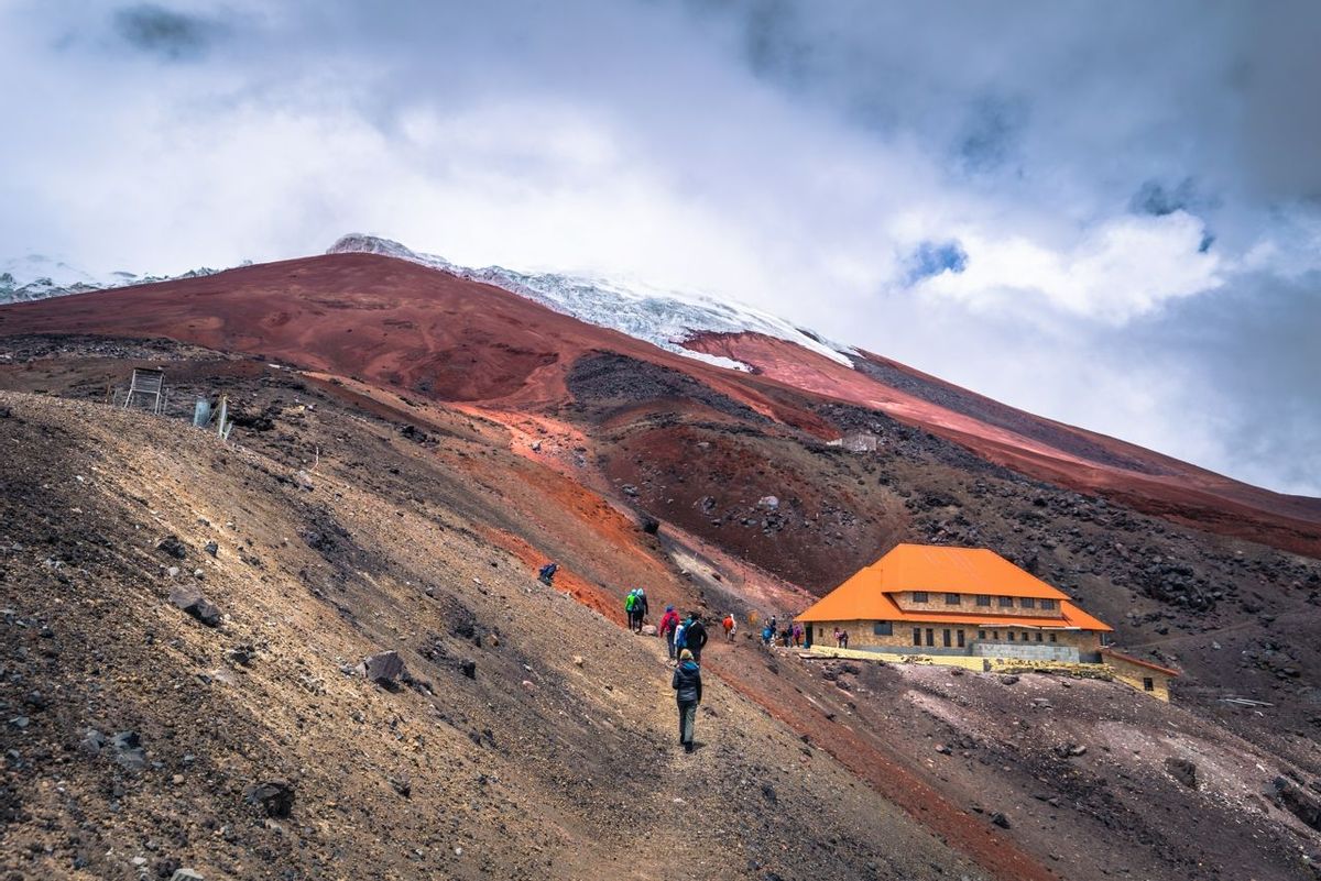 Cotopaxi - August 18, 2018: Refuge at 5000 meters of altitude in Cotopaxi National Park, Ecuador