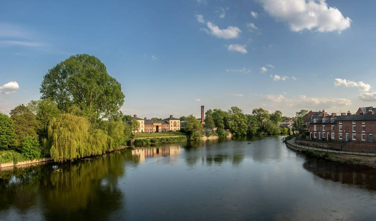 View over the River Severn from English Bridge in Shrewsbury