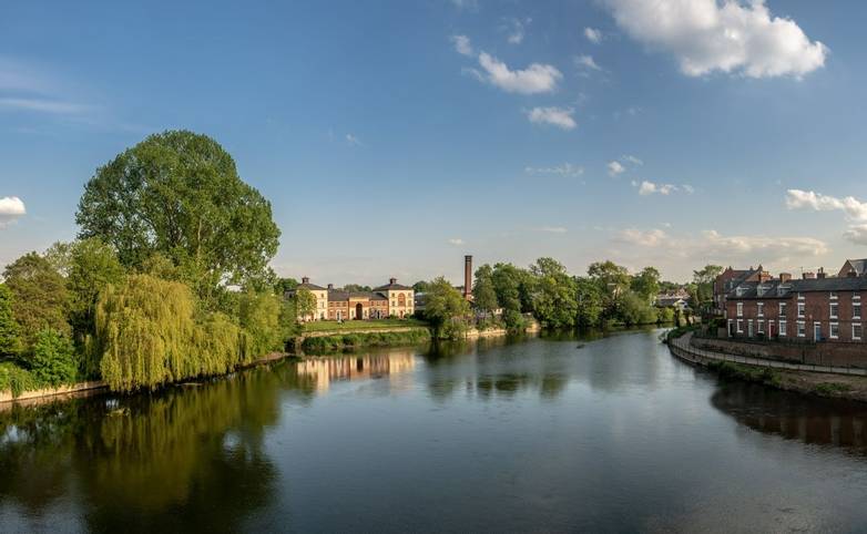 View over the River Severn from English Bridge in Shrewsbury