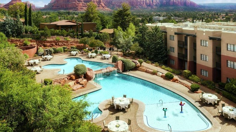 Hilton Sedona Resort at Bell Rock pool aerial.jpg