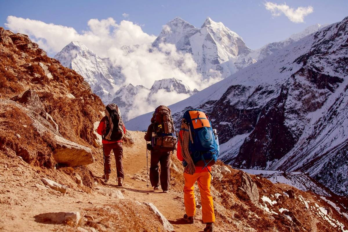 Hiking in Himalaya mountains