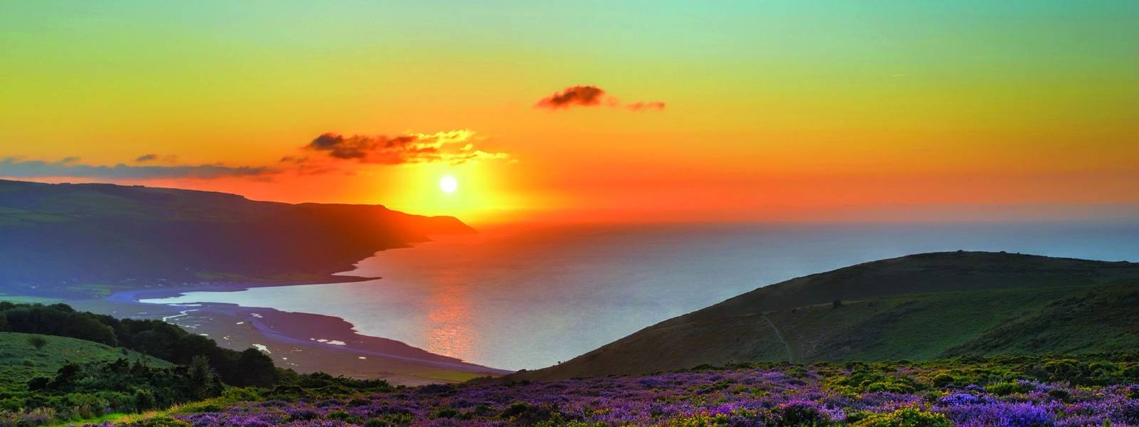 Sunset over Porlock Bay, Exmoor, England