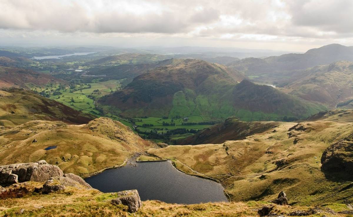Stickle tarn and Langdale Valley