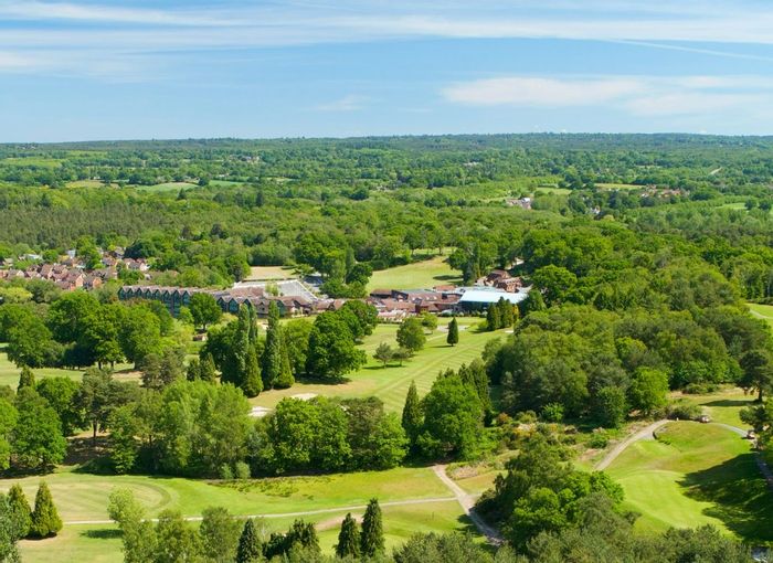 Birds eye view of Old Thorns Hotel golf course