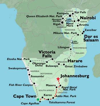 CAPE TOWN to JOHANNESBURG (17 days) South Africa & Lesotho